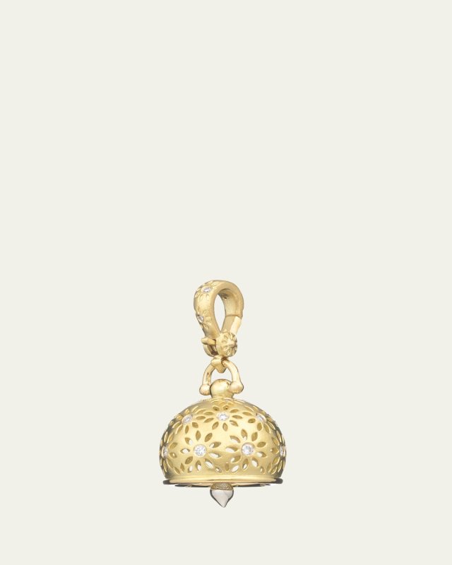 18k Yellow Gold #4 Eyelet Diamond Meditation Bell Charm
